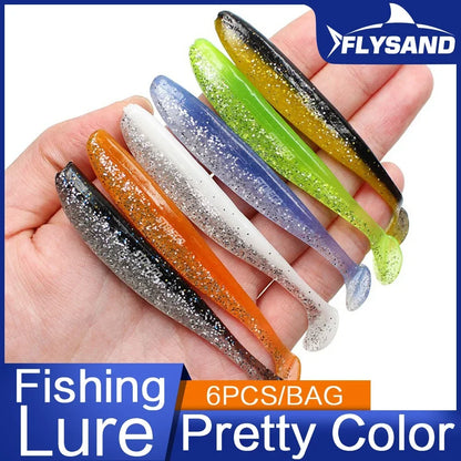 FLYSAND Fishing Soft Lures Wobblers Fishing Lure Silicone Bait Double Color Carp Artificial Bait 90mm 3.5g Swimbaits 6Pcs/Bag