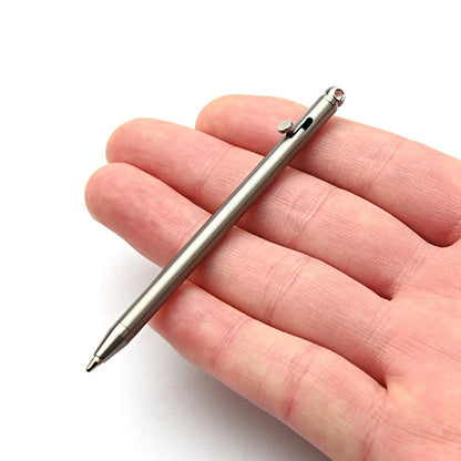 Portable Mini Titanium Ballpoint Pen EDC Gadget Keychain Metal Signature Pens for Outdoor Camping Hiking Survival Equipment