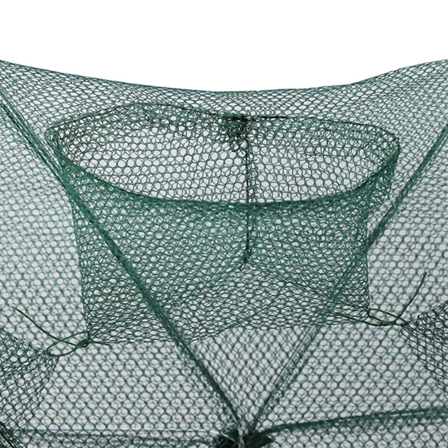 6 Holes Automatic Fishing Net Zipper Design Foldable Shrimp Cage High Strength Nylon Fish Trap Cast