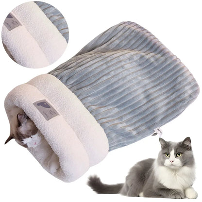 Cat Sleeping Bag Warm Funny Tunnel Cat Nest Soft Plush Cat Sack for 5-8kg Cat Accessories