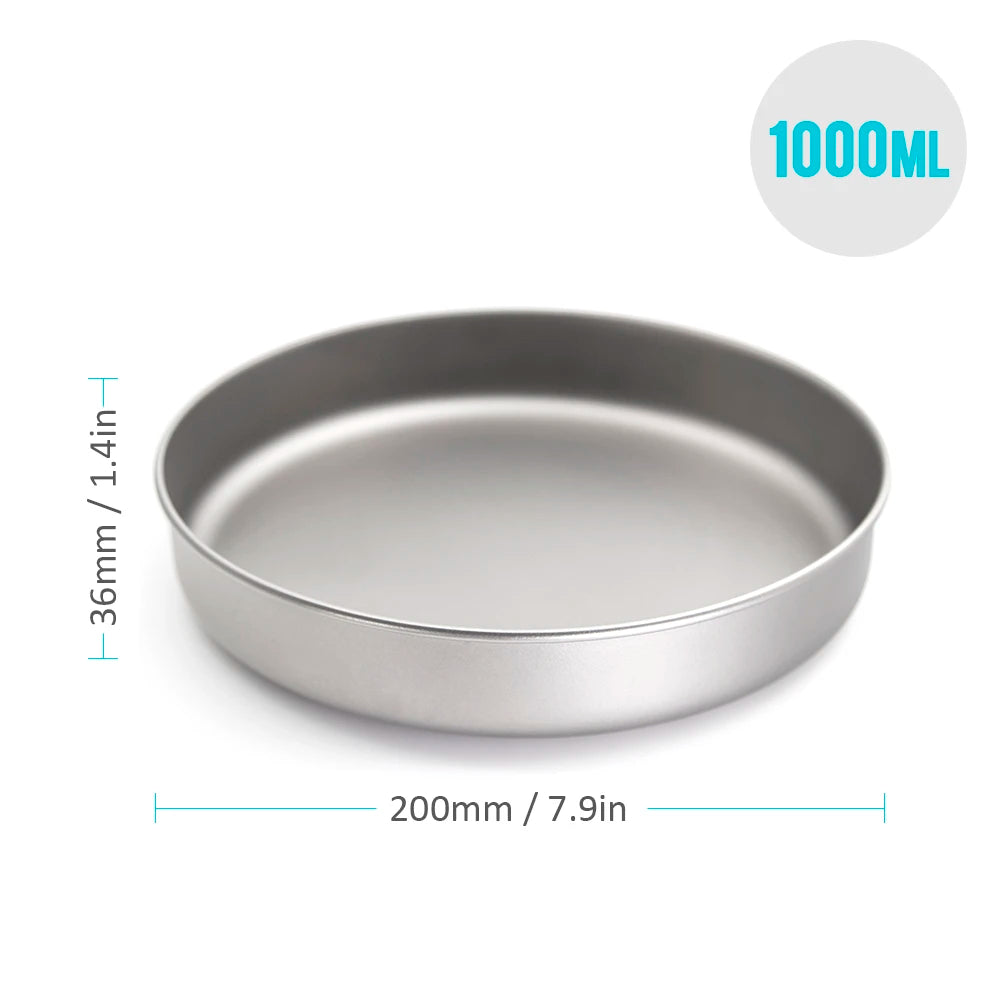 Ultralight Titanium Frypan 750ml/1000ml Outdoor Camping Frying Pan with Foldable Handle for Backpacking Hiking Cooking Picnic