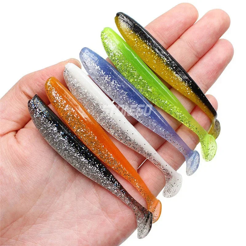 FLYSAND Fishing Soft Lures Wobblers Fishing Lure Silicone Bait Double Color Carp Artificial Bait 90mm 3.5g Swimbaits 6Pcs/Bag