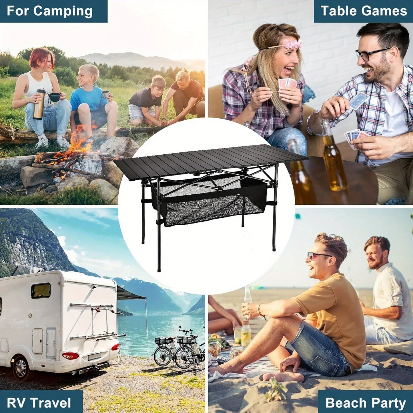 1PC Camping Table That Fold Up Lightweight, Aluminum Roll Up Table with Easy Carrying Bag for Indoor, Outdoor, Backyard, BBQ